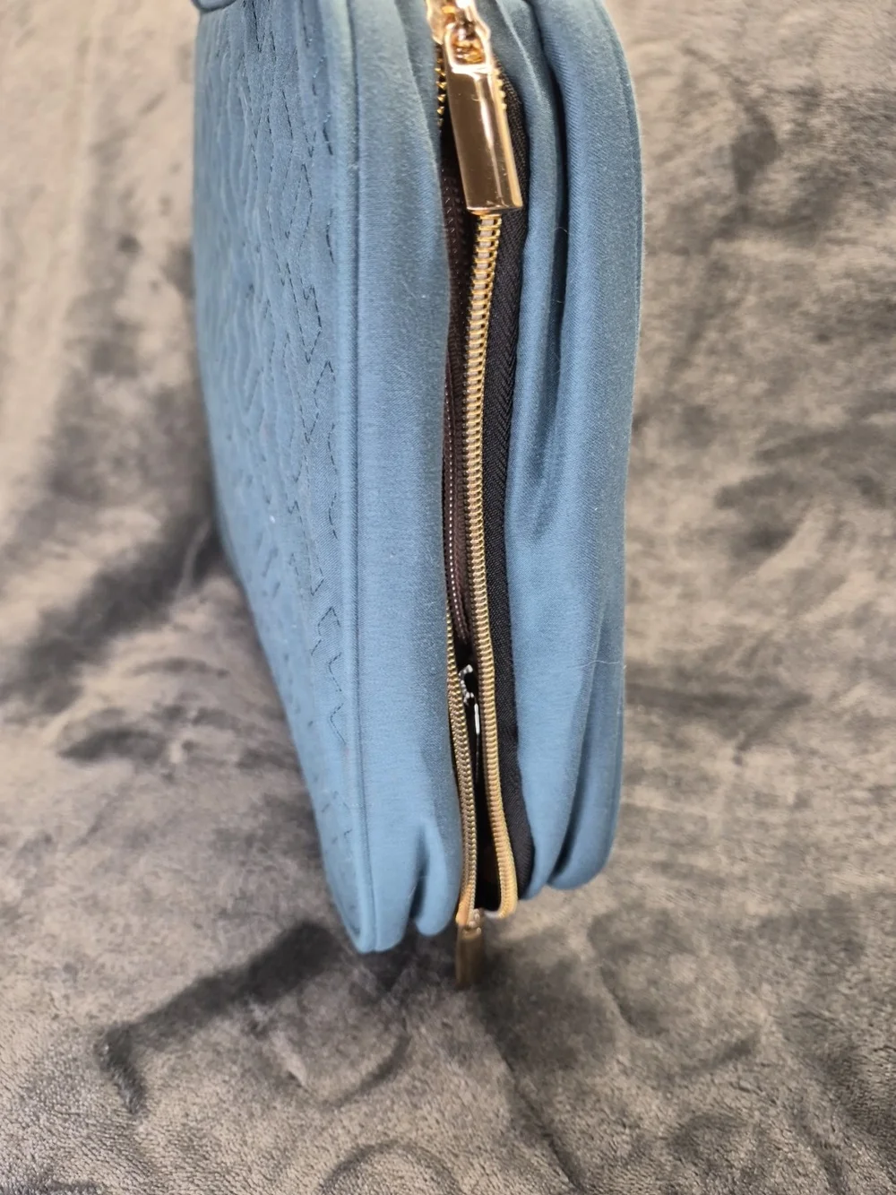 Nishel 4 Sections Travel Bag Cosmetic Organizer with Hook Blue Green Gold Tone